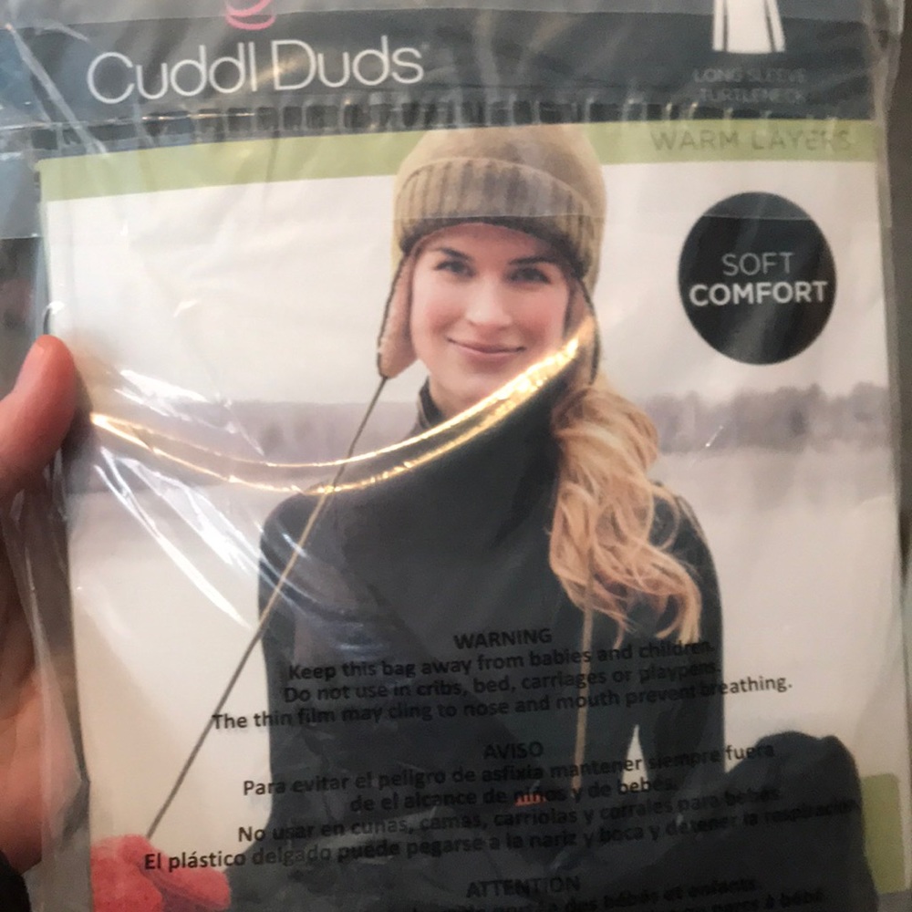 Cuddl Duds Black Modal Turtleneck Undershirt Small